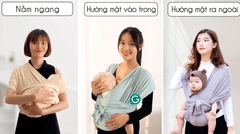 cách địu bé 2 tháng tuổi